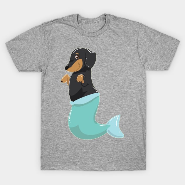 Dachshund Mermaid - Cute Weiner Dog With Mermaids Tail Dachmaid T-Shirt by ScottsRed